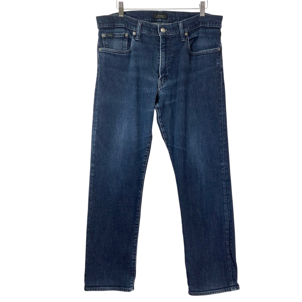 Polo Ralph Lauren Hampton Relaxed Straight Jeans Dark Wash Blue Stretch 33x30